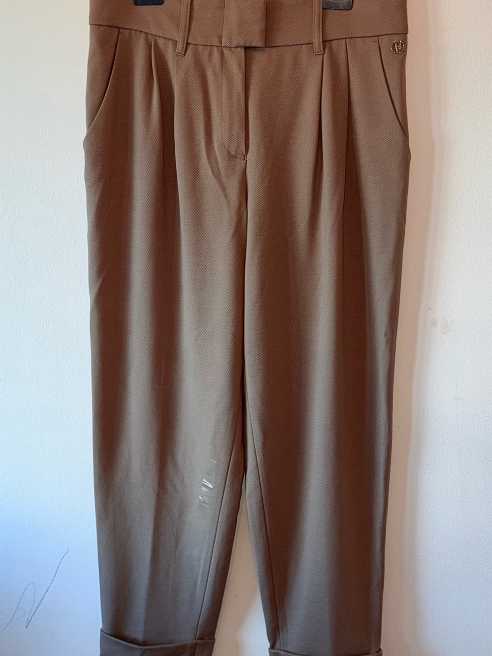 Women's Tailored Brown Pleated Dress Pants